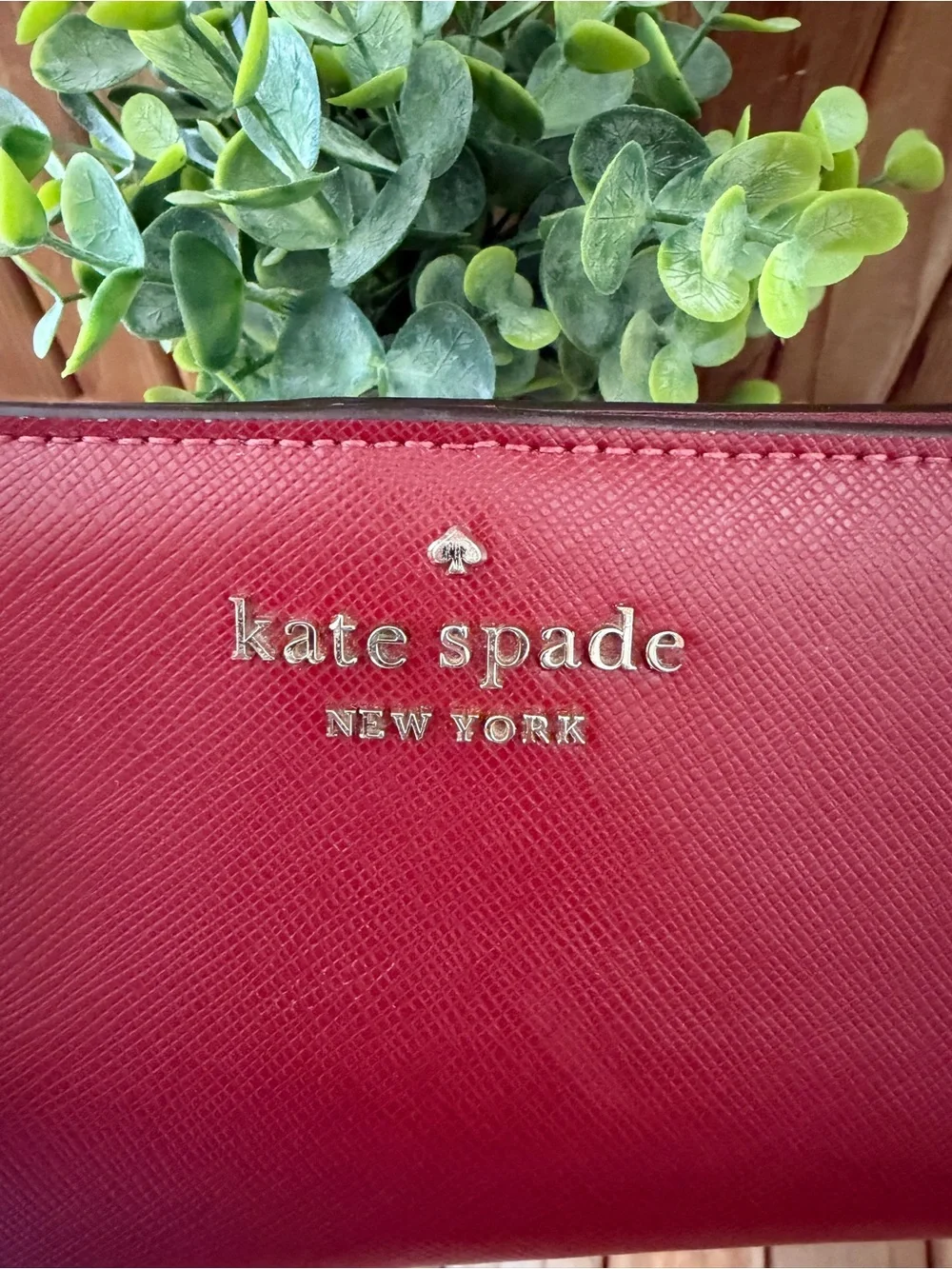 Kate Spade in Red Saffiano Leather Bifold Wallet